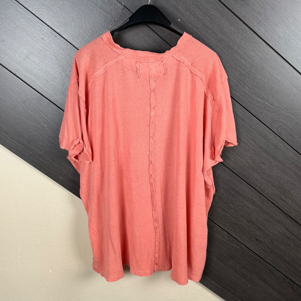 We The Free Women's Large Burnt Coral Oversized Linen Blend Raw Seam Top NWT - Picture 6 of 9